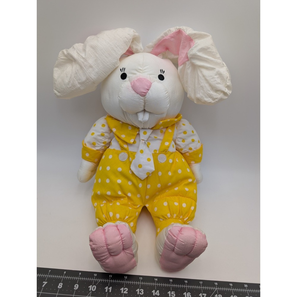 Nylon Rabbit Bunny‎ Plush 17 Inch International Silver White Yellow Stuffed